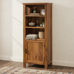 Tallboy Solid Sheesham Wood Bookshelf in Honey Finish
