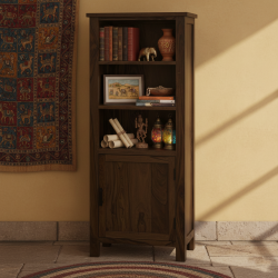 Tallboy Solid Sheesham Wood Bookshelf in Walnut Finish