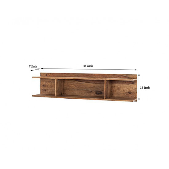 Sheesham Wood Open Storage Wall Shelf (Honey)