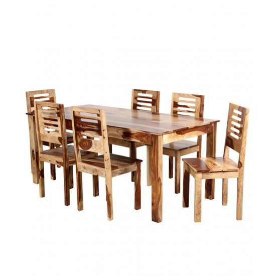 Sheesham Wood 6 Seater Dining Set  (Natural Finish)