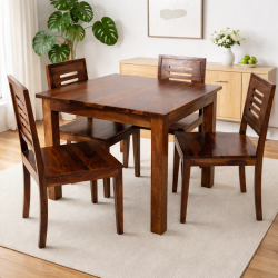 Sheesham Wood 4 Seater Dining Set  (Honey Finish)