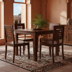Sheesham Wood 4 Seater Dining Set  (Honey Finish)