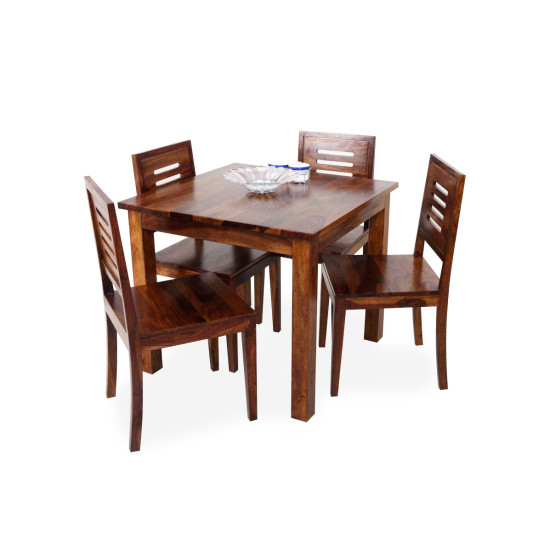 Sheesham Wood 4 Seater Dining Set  (Honey Finish)