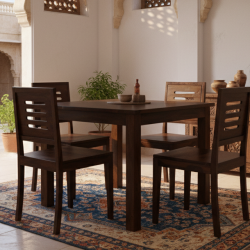 Sheesham Wood 4 Seater Dining Set  (Walnut Finish)