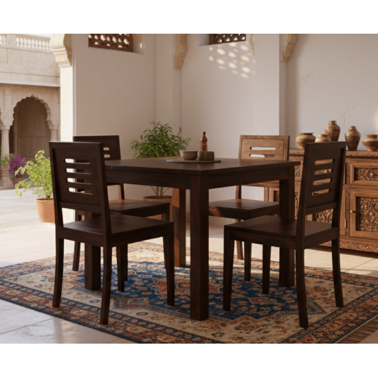 Sheesham Wood 4 Seater Dining Set  (Walnut Finish)