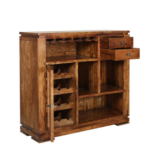 Storage Bar Cabinet (Honey Finish)