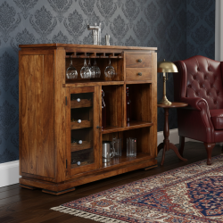 Storage Bar Cabinet (Honey Finish)