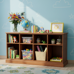 Berlin Large Bookshelf | Sideboard (Standard, Honey Finish)