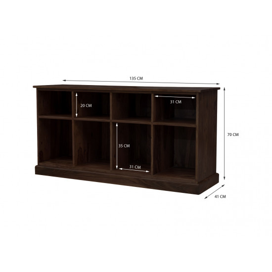 Angel Furniture Solid Sheesham Wood Space Saver Large Bookshelf | Sideboard (Standard, Walnut Finish)