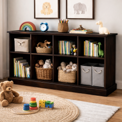 Berlin Large Bookshelf | Sideboard (Standard, Walnut Finish)