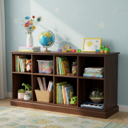 Berlin Large Bookshelf | Sideboard (Standard, Walnut Finish)
