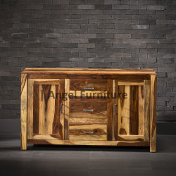 Angel Furniture Ajmeri Solid Sheesham Wood Sideboard Teak Finish, with Drawer and Cabinet Storage
