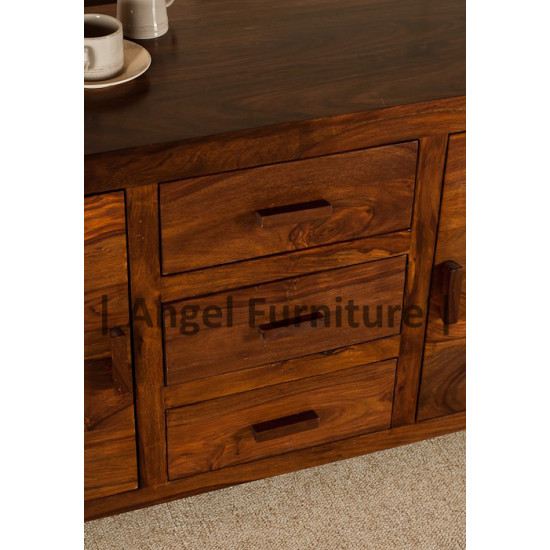 Angel Furniture Kunsua Solid Wood Side Board with Drawer Storage Teak Finish