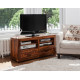 Angel Furniture Solid Sheesham Wood Tv Unit with Two Drawer and Open Storage Area - Teak Finish