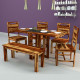 Angel's Solid Sheesham Wood Six Seater Dining Set with Folding Table and Bench (Six Seater, Honey Finish)