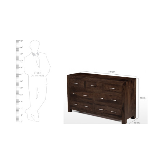 Cuba Sheesham Wood Chest of Drawer Walnut