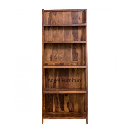 Angel's Solid Sheesham Wood Vertical Ladder Bookshelf Large (Standard, Honey Finish)