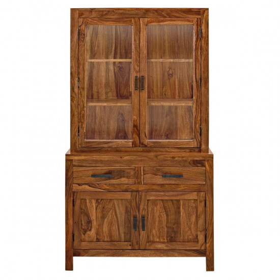 Angel Furniture Solid Sheesham Wood Crockery Cabinet | Kitchen Cabinet | Storage Unit (Full, Honey Finish)