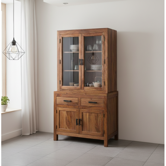 Atlanta Crockery Cabinet | Kitchen Cabinet  (Honey Finish)