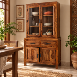 Atlanta Crockery Cabinet | Kitchen Cabinet  (Honey Finish)