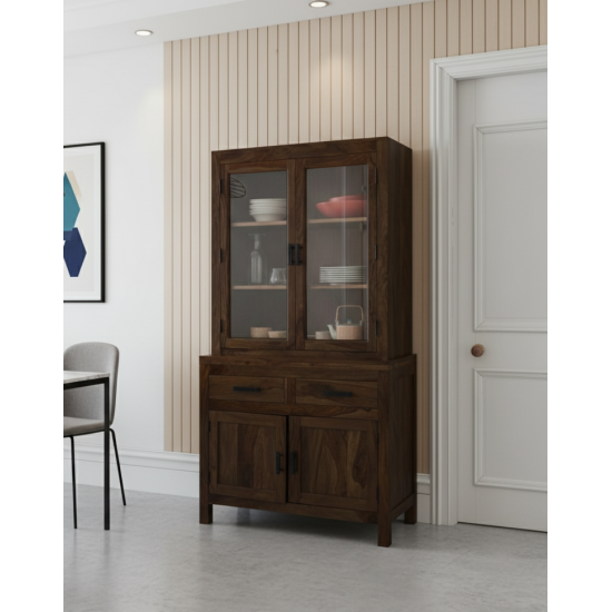 Atlanta Crockery Cabinet | Kitchen Cabinet (Walnut Finish)