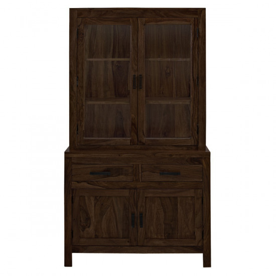 Angel Furniture Solid Sheesham Wood Crockery Cabinet | Kitchen Cabinet | Storage Unit (Full, Walnut Finish)