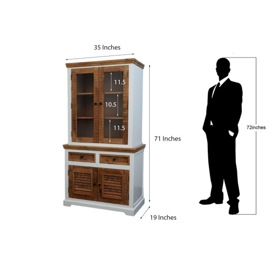 White Mango Wood Kitchen Cabinet with Natural Finish