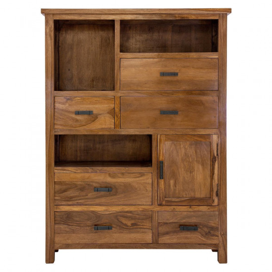 Angel Furniture Solid Sheesham Wood Vertical Storage Cabinet Large (Standard, Honey Finish)