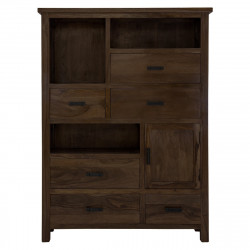 Angel Furniture Solid Sheesham Wood Vertical Storage Cabinet Large (Standard, Walnut Finish)