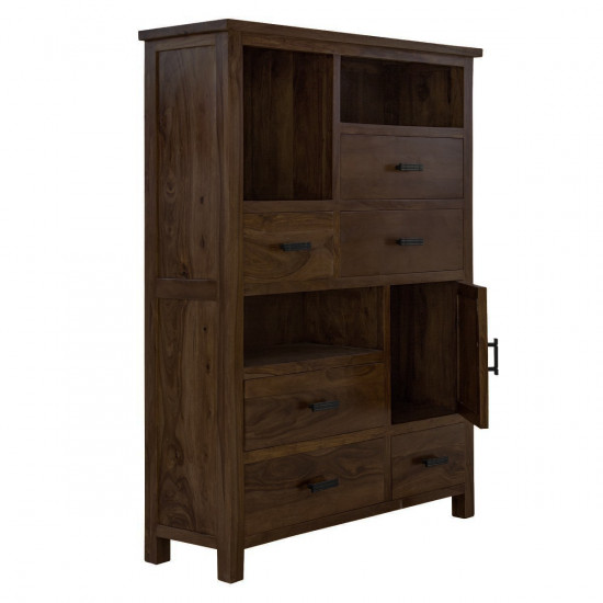 Angel Furniture Solid Sheesham Wood Vertical Storage Cabinet Large (Standard, Walnut Finish)