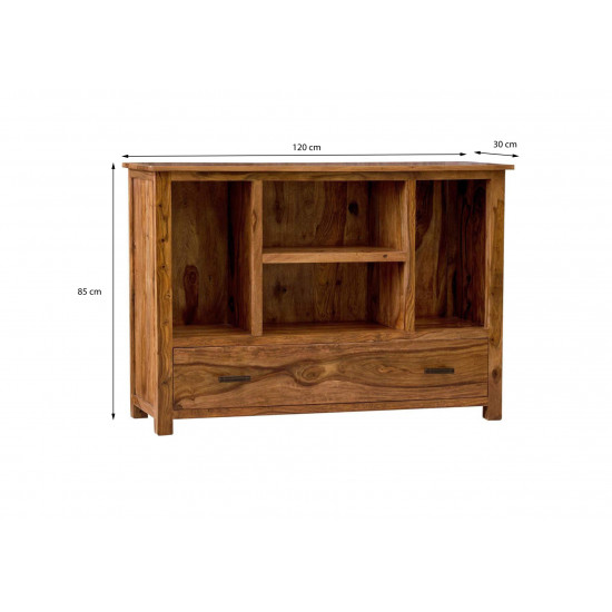 Angel Furniture Solid Sheesham Wood Space Saver Symmetric Bookcase (Standard, Honey Finish)