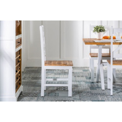 ANGEL FURNITURE Whitewave Solid Wood Dining Chairs Set of 2 Made of Mango Wood White Rustic Finish (2 Chairs)