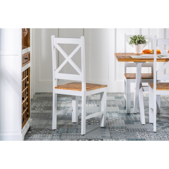 ANGEL FURNITURE Whitewave Solid Wood Dining Chairs Set of 2 Made of Mango Wood White Rustic Finish (2 Chairs)