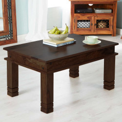 Angel Furniture Solid Sheesham Wood Classic Coffee Table (Standard, Walnut Finish)