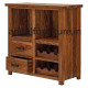 Angel Furniture Solid Wood Bar Cabinet with 2 Drawers & Bottle Holder (Standard, Honey Finish)