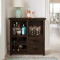 Angel Furniture Solid Wood Bar Cabinet with 2 Drawers & Bottle Holder (Standard, Walnut Finish)