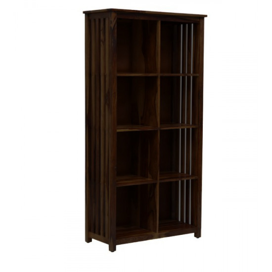 Angel Furniture Solid Sheesham Wood Large Vertical Bookshelf Strip Design (Standard, Walnut Finish)