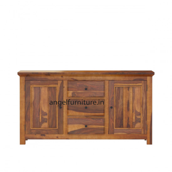 Angel Furniture Solid Sheesham Wood Large Side Board with Three Drawer (Standard, Honey Finish)