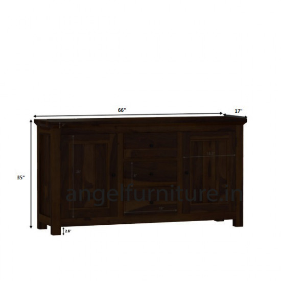 Angel Furniture Solid Sheesham Wood Large Side Board with Three Drawer (Standard, Walnut Finish)