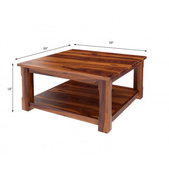 Sofia Coffee Table Square 39x39x18 Inch (Honey Finish)