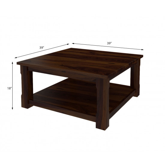 Sofia Coffee Table Square 39x39x18 Inch (Walnut Finish)