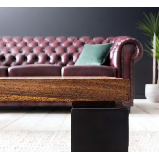 Coffee Table with Metal Legs 115x60x35 cm (Honey Finish)