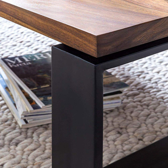 Coffee Table with Metal Legs 115x60x35 cm (Honey Finish)