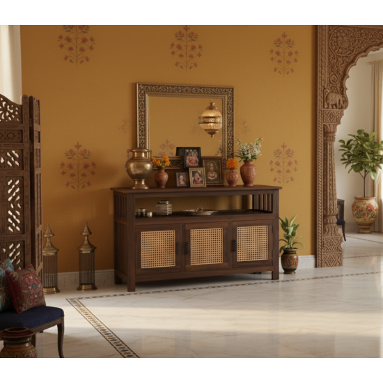 Serenity Dining Room Cabinet (Walnut Finish) cane