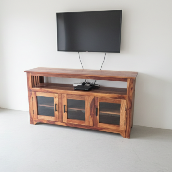 Serenity Dining Room Cabinet (Honey Finish) Glass Door