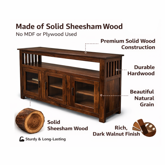 Serenity Dining Room Cabinet (Walnut Finish) Glass Door