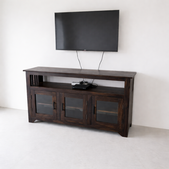 Serenity Dining Room Cabinet (Walnut Finish) Glass Door