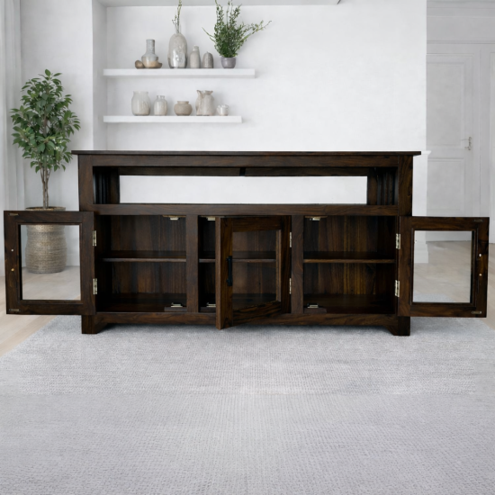 Serenity Dining Room Cabinet (Walnut Finish) Glass Door