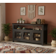 Serenity Dining Room Cabinet (Walnut Finish) Glass Door