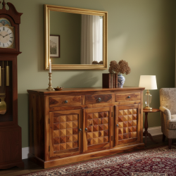 Diamond Design Sideboard 3 Door 3 Drawer (Honey Finish)